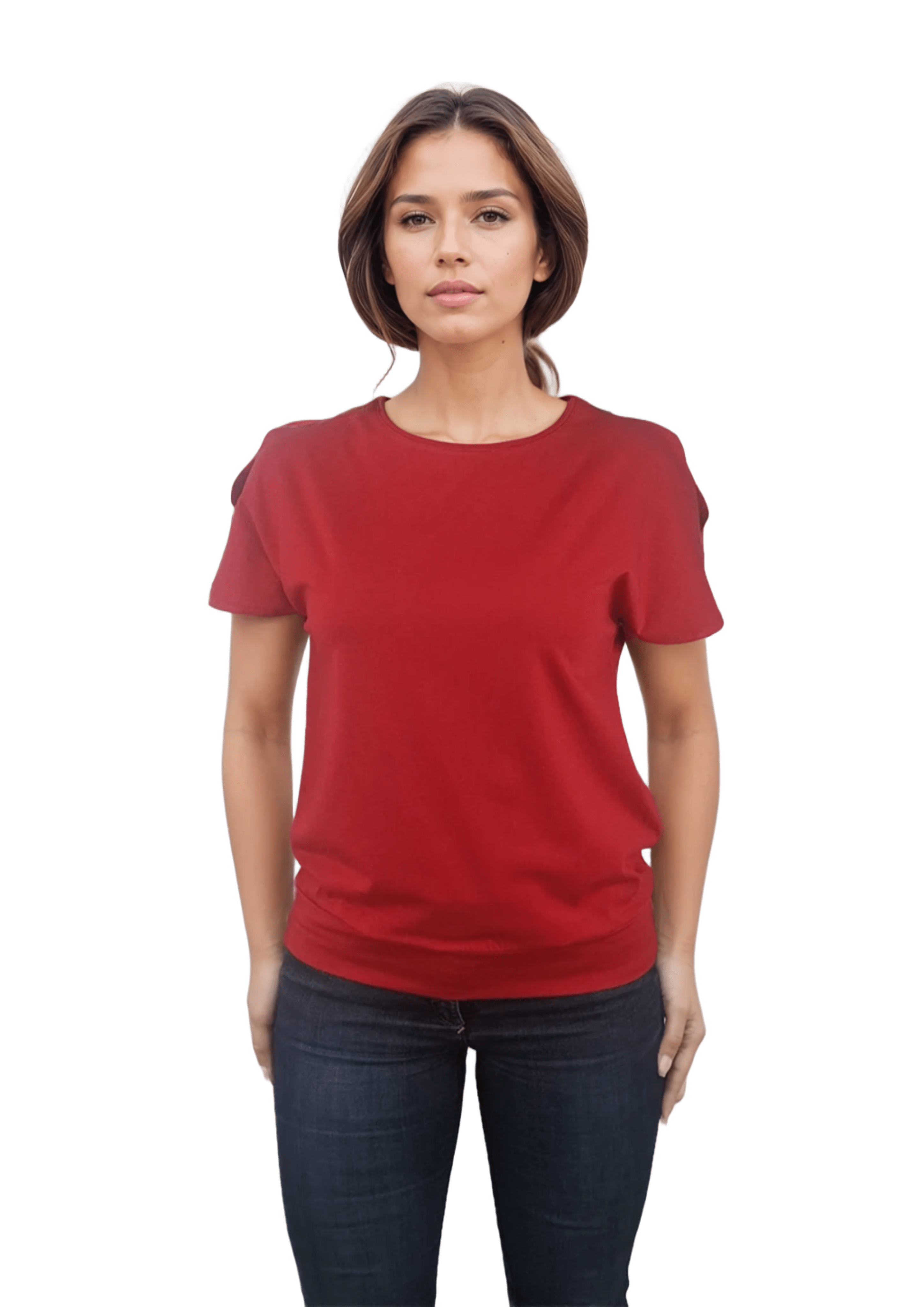 Blusa de mujer - camiseta de manga corta con cuello redondo