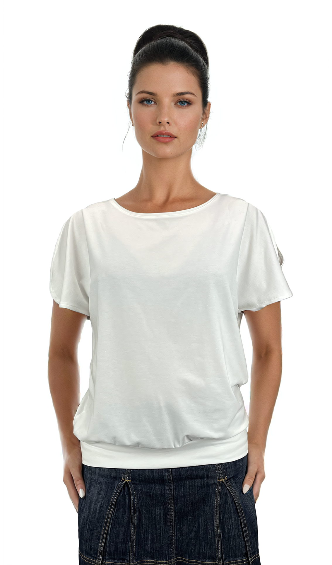 Blusa de mujer - camiseta de manga corta con cuello redondo