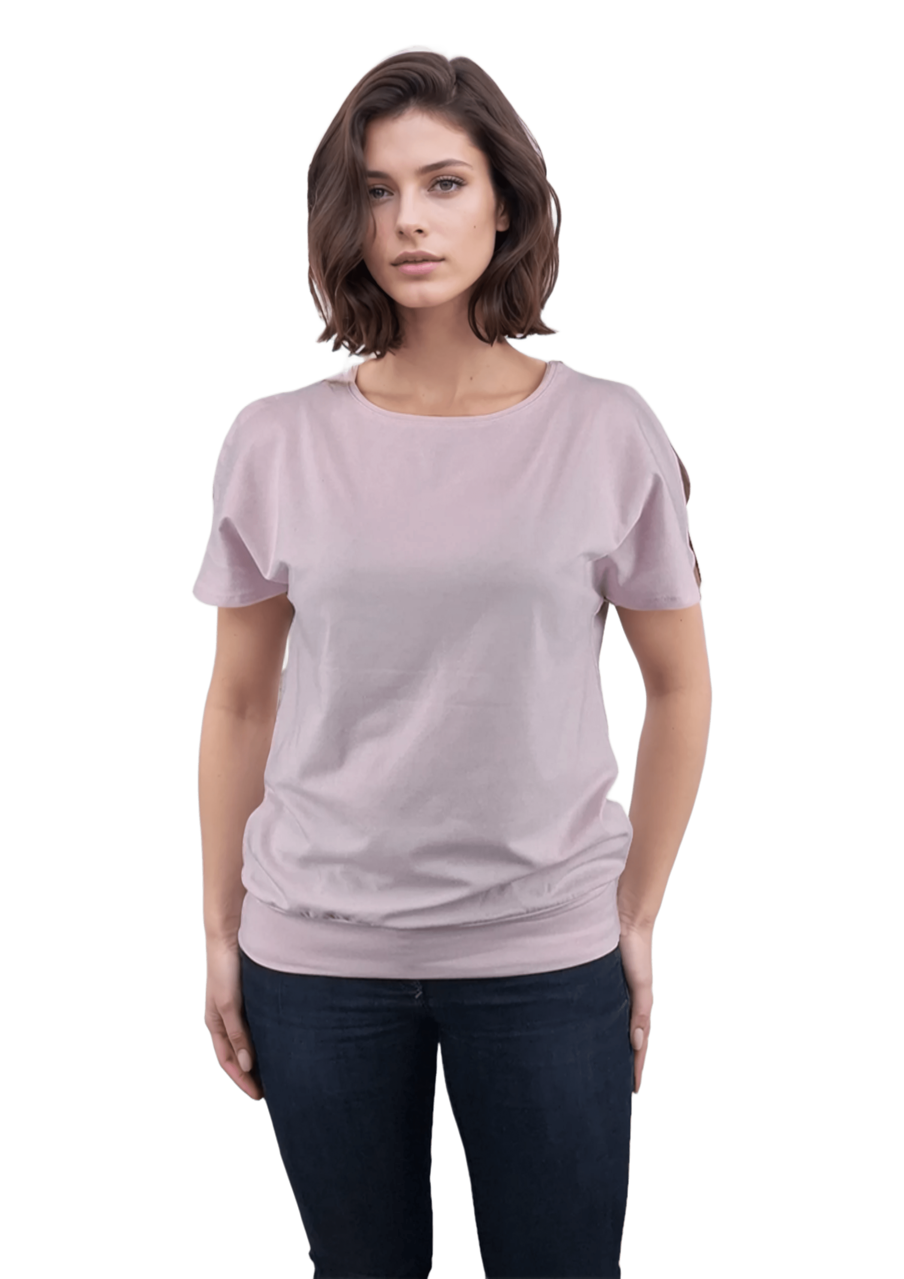 Blusa de mujer - camiseta de manga corta con cuello redondo