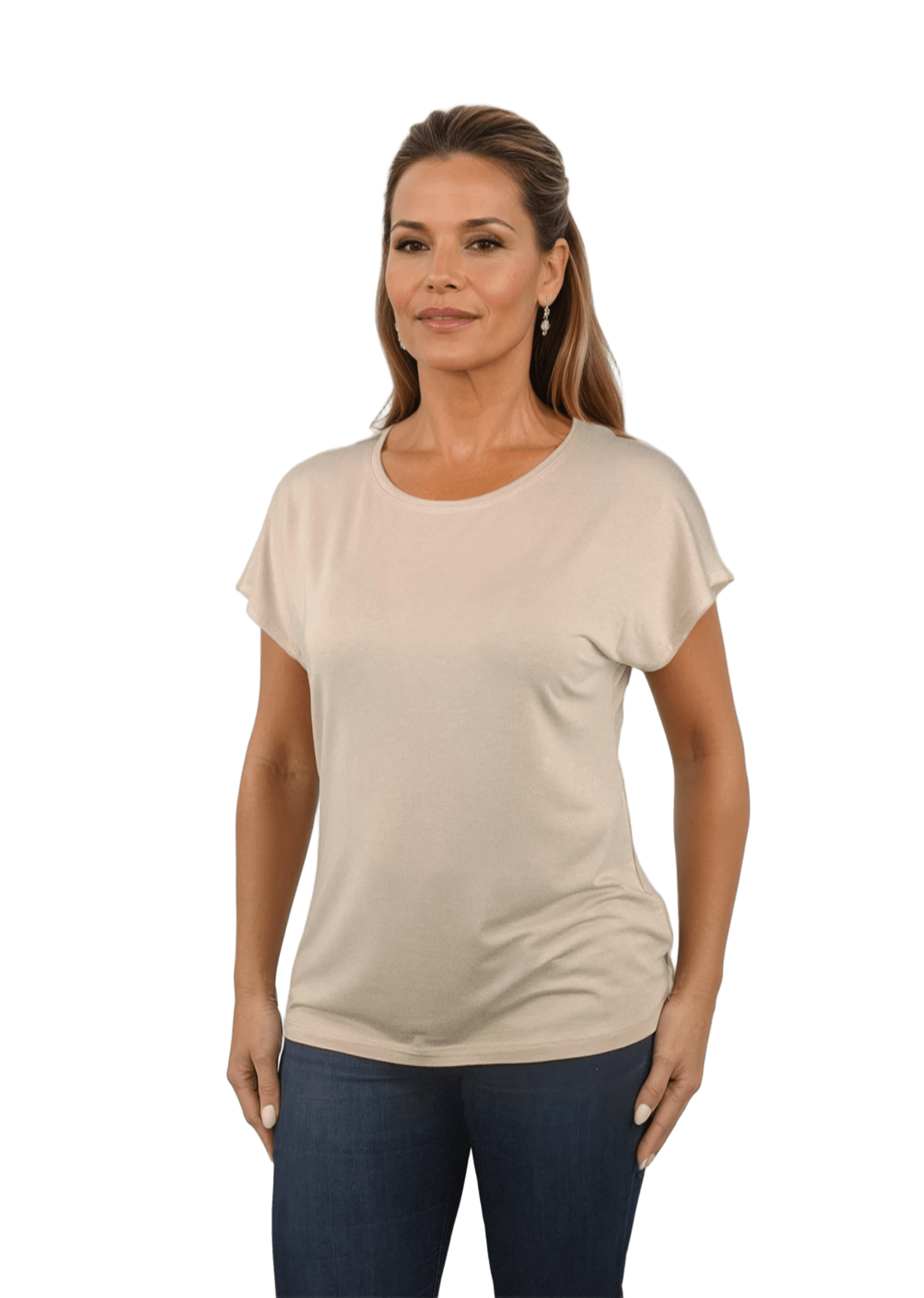 Blusa de mujer - camiseta de manga corta con cuello redondo